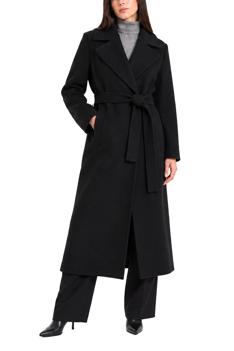 CAPPOTTO LUNGO  DOPPIOPETTO IN MISTO LANA DOUBLE-FACE DONNA NERO