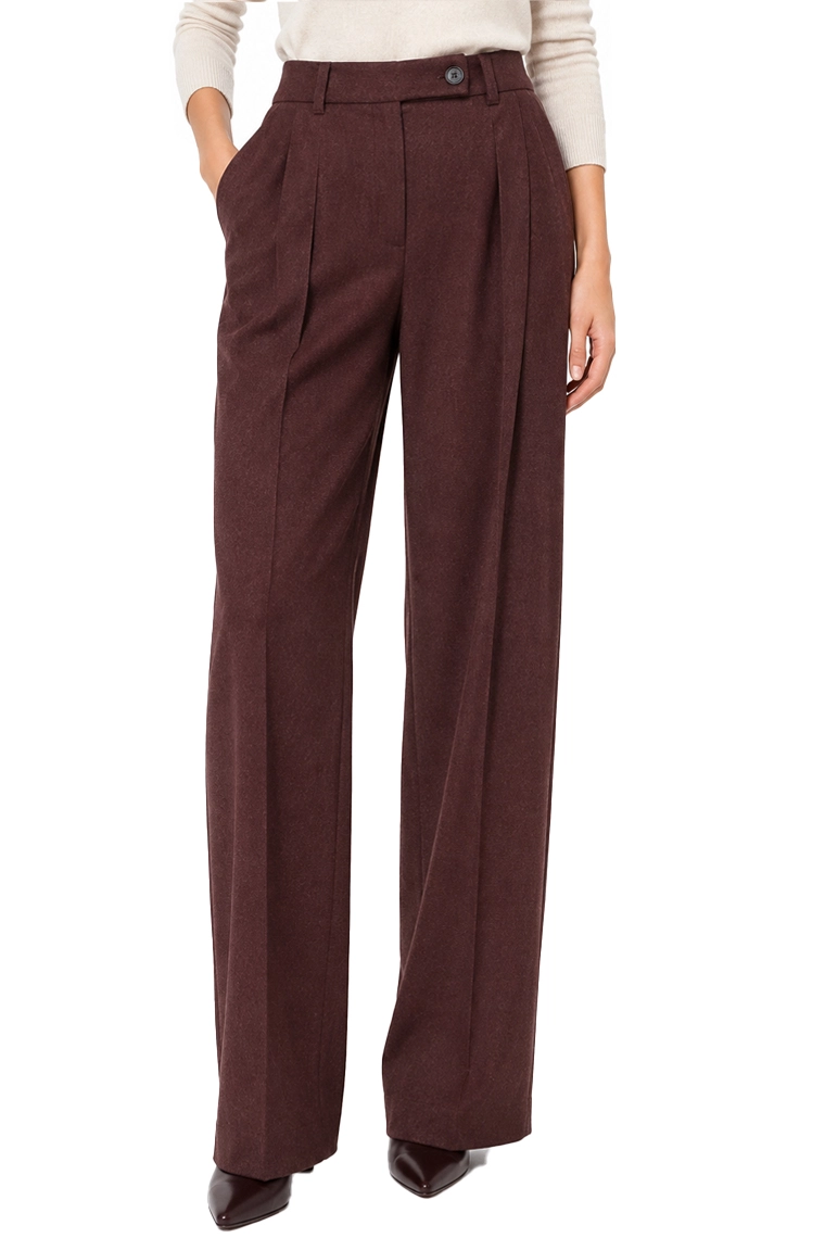 PANTALONI PALAZZO CON FANTASIA GESSATA E CON FILO LAMÉ DONNA BORDEAUX