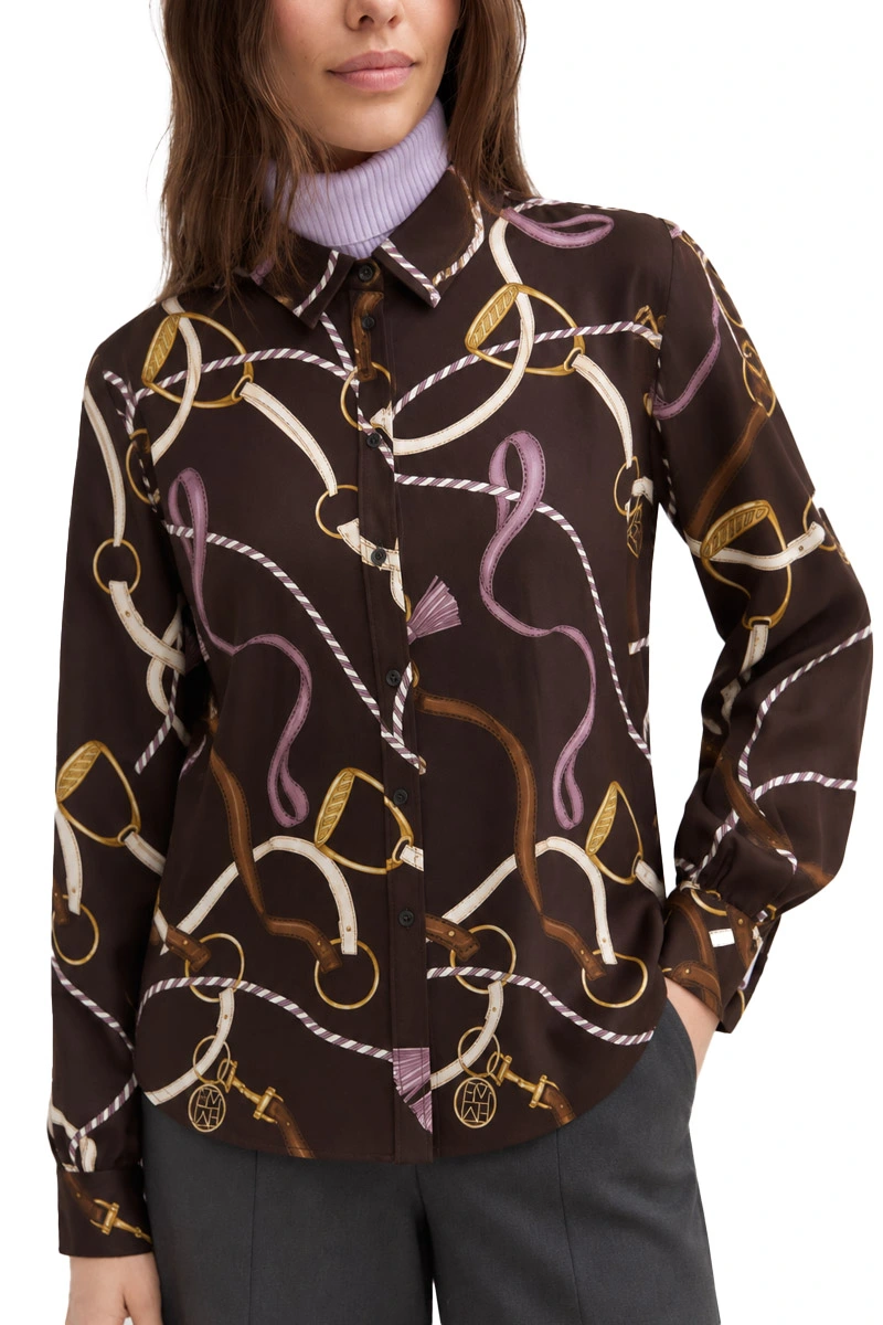 CAMICIA IN TWILL DI VISCOSA DONNA MARRONE