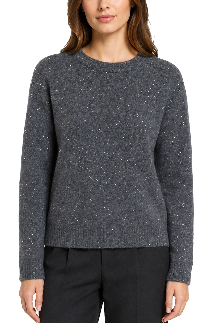 MAGLIA GIROCOLLO IN FILATO MISTO CON PAILLETTES DONNA GRIGIO