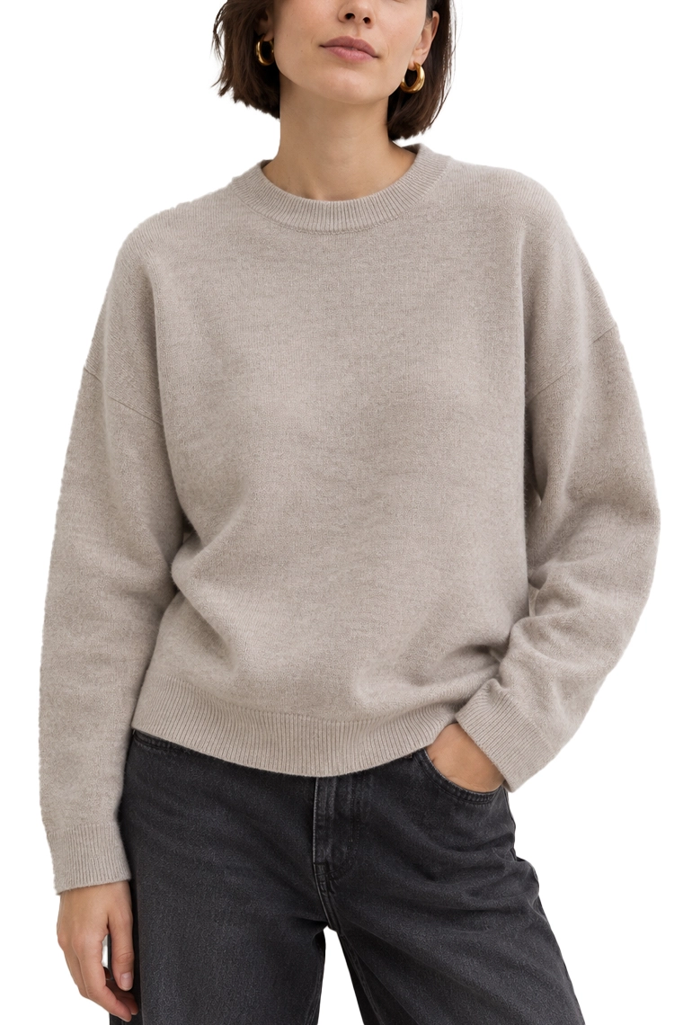 MAGLIA GIROCOLLO IN PURA LANA CON SPALLA LEGGERMENTE SCESA DONNA MARRONE