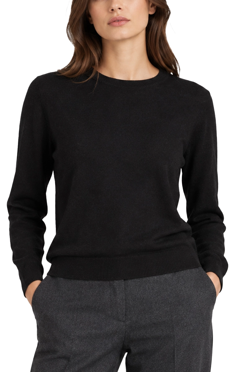 MAGLIA GIROCOLLO IN MISTO VISCOSA E LANA DONNA NERO