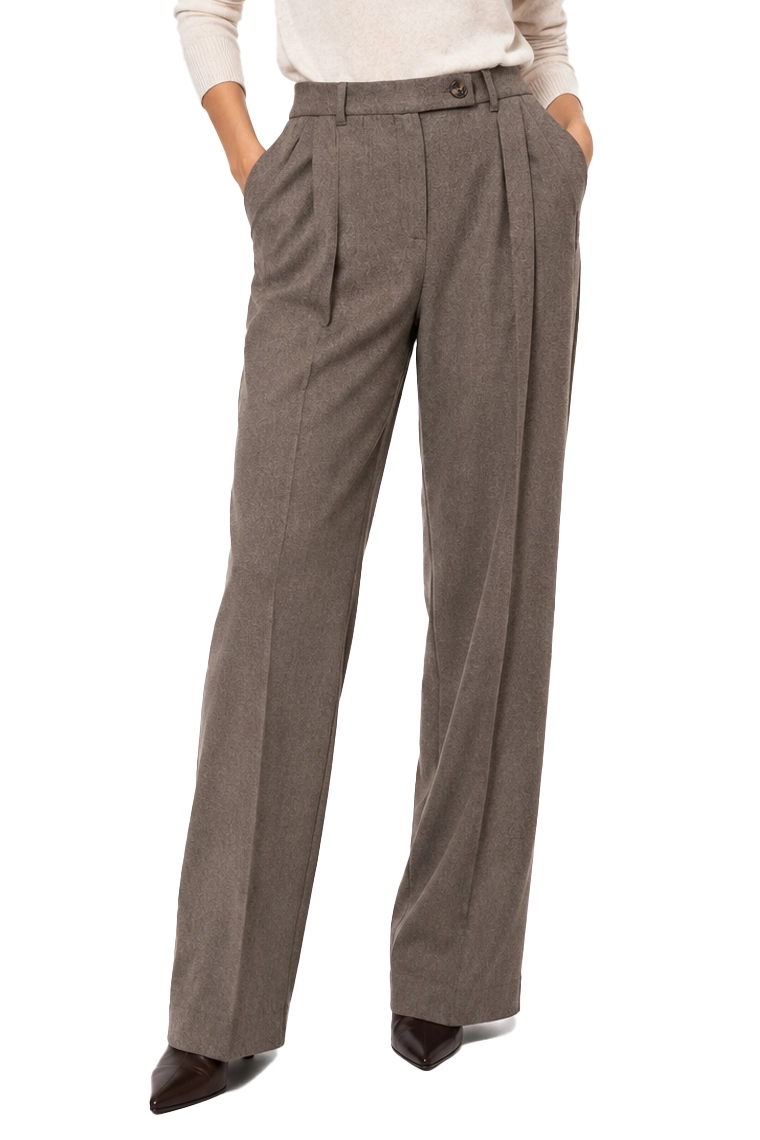 PANTALONI PALAZZO CON FANTASIA GESSATA E CON FILO LAMÉ DONNA TORTORA