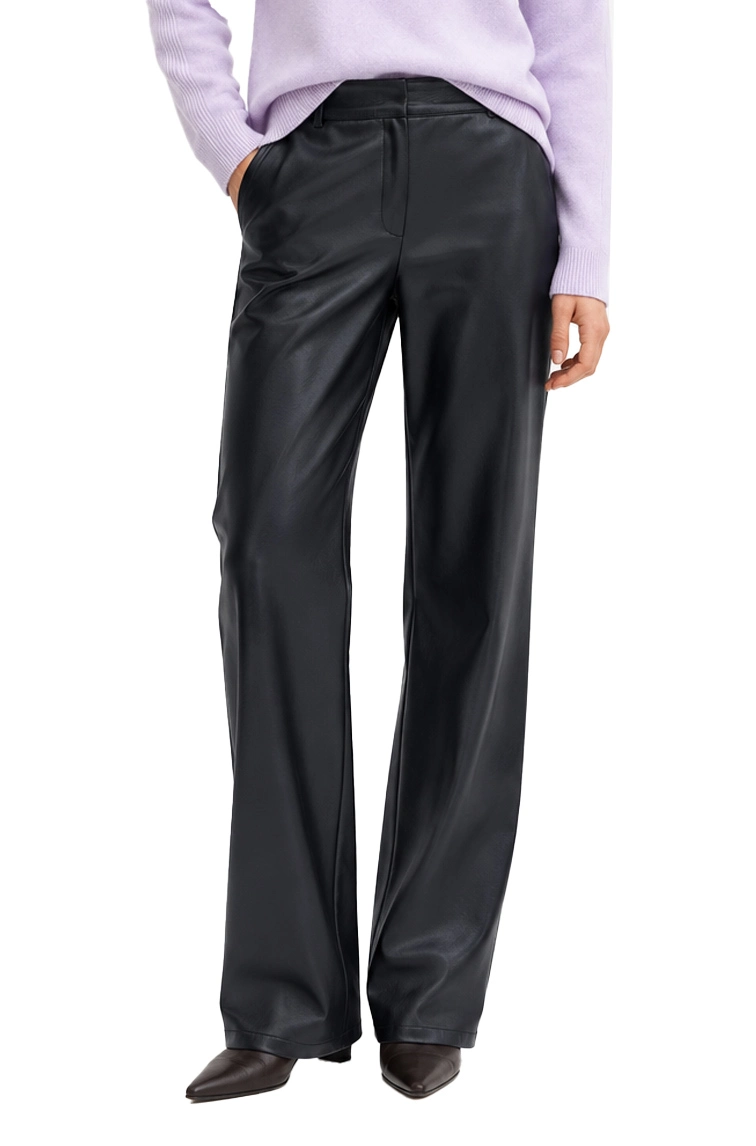 PANTALONI PALAZZO IN JERSEY SPALMATO CON ZIP NASCOSTA DONNA BLU