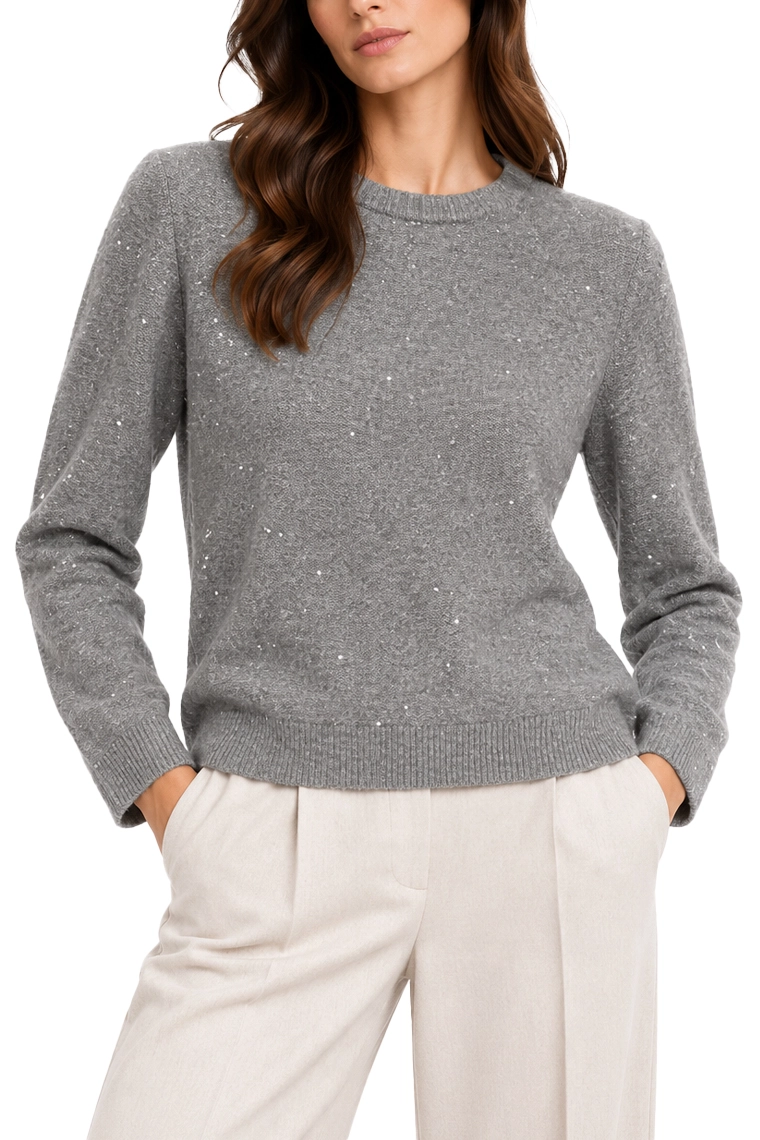 MAGLIA GIROCOLLO IN FILATO MISTO CON PAILLETTES DONNA GRIGIO