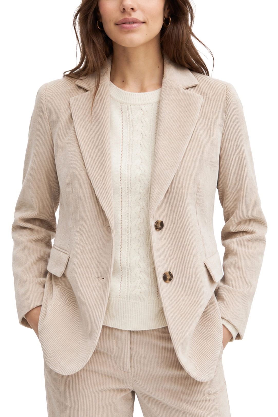 BLAZER MONOPETTO  IN VELLUTO STRETCH DONNA AVORIO