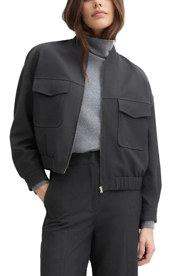 GIACCA CORTA STILE BOMBER IN GABARDINA MISTO VISCOSA STRETCH DONNA ANTRACITE