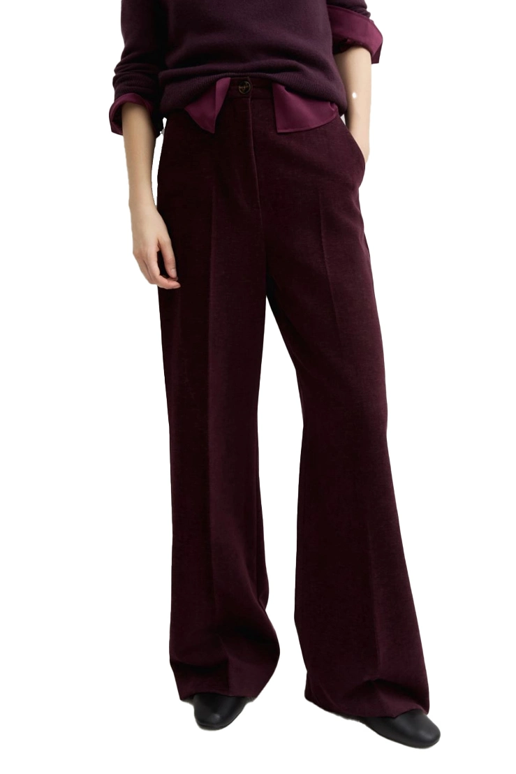 PANTALONI PALAZZO A VITA ALTA IN CINIGLIA STRETCH DONNA VIOLA