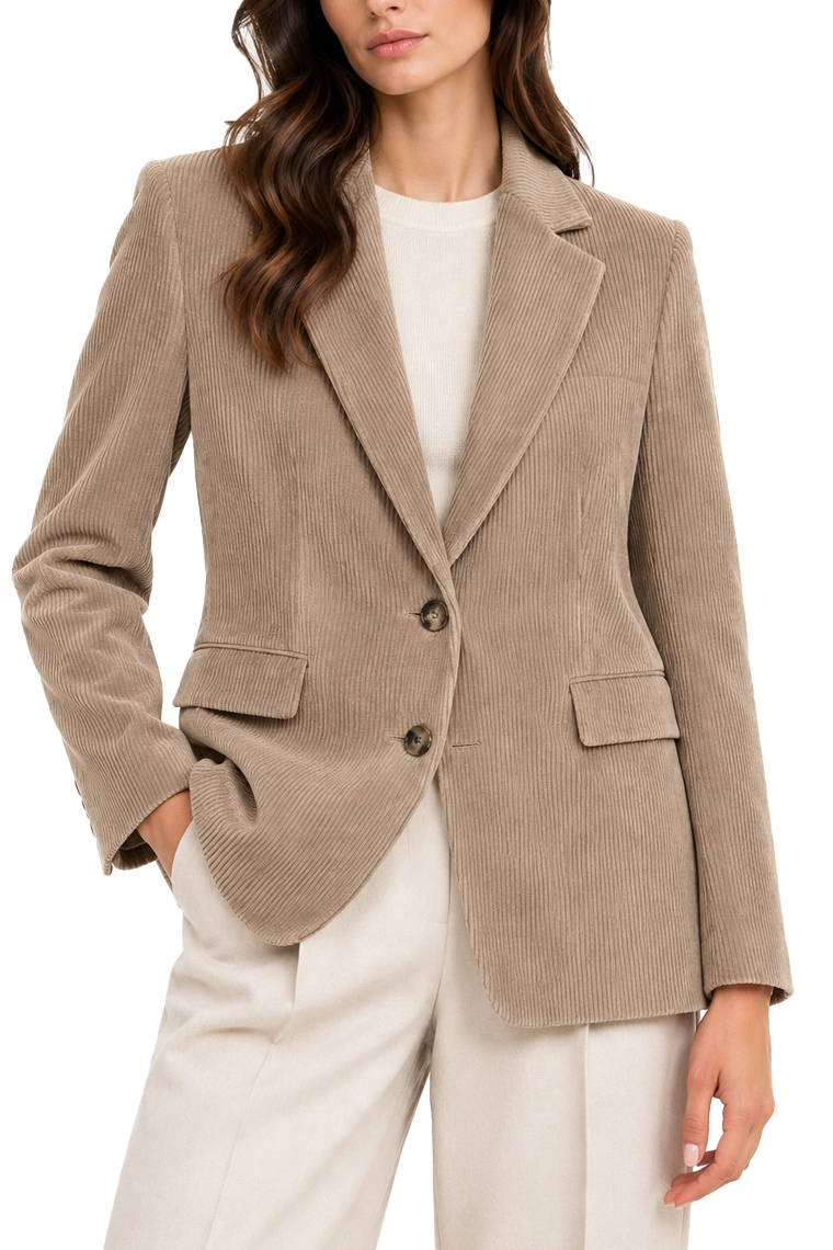 BLAZER MONOPETTO  IN VELLUTO STRETCH DONNA MARRONE