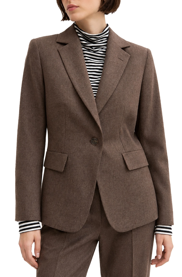 BLAZER MONOPETTO IN FLANELLA MISTO LANA STRETCH DONNA TORTORA