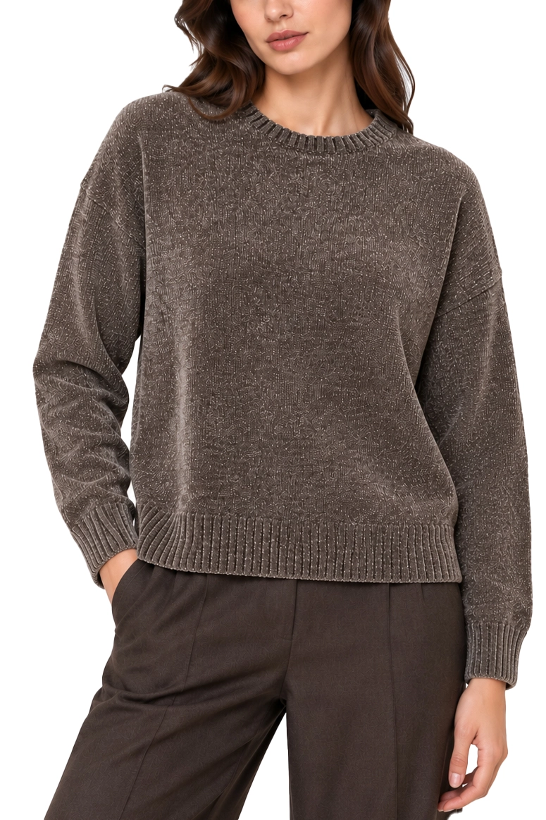T-SHIRT MANICA CORTA IN JERSEY DI COTONE CON FOULARD COORDINATO DONNA MARRONE