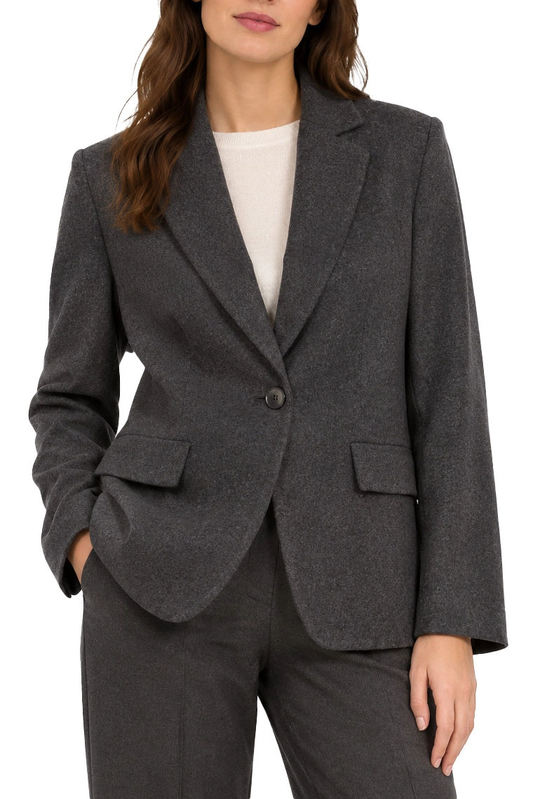 BLAZER MONOPETTO IN FLANELLA MISTO LANA STRETCH DONNA ANTRACITE