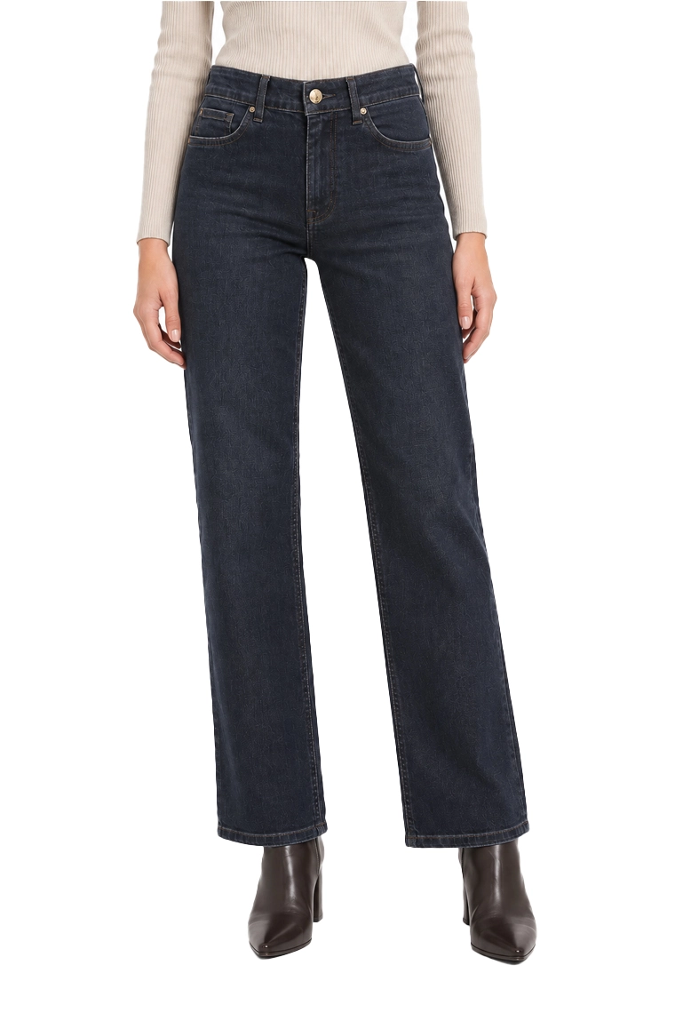 PANTALONI PALAZZO IN TWILL  DI MISTO COTONE STRETCH DONNA BLU