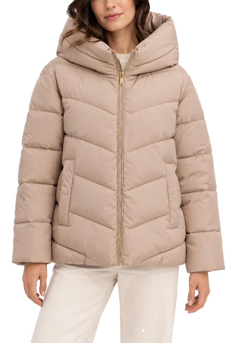 PIUMINO CORTO TRAPUNTATO CON TEXTURE SATINATA DONNA BEIGE