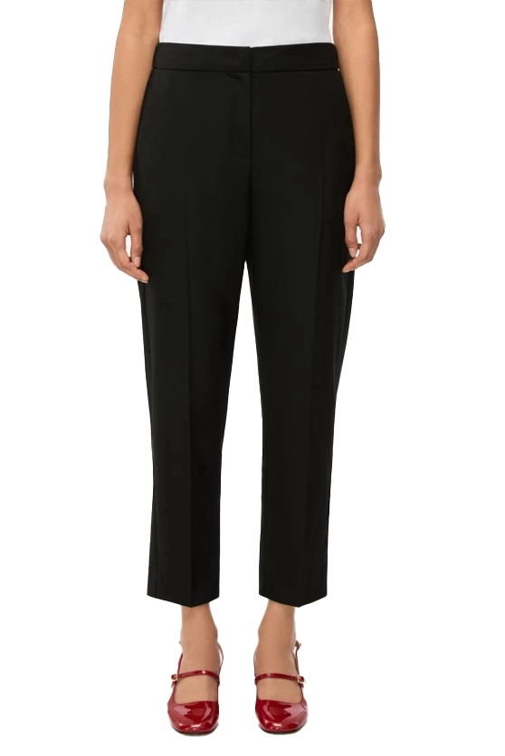 PANTALONI A SIGARETTA IN MISTO VISCOSA CON PINCES POSTERIORI DONNA NERO