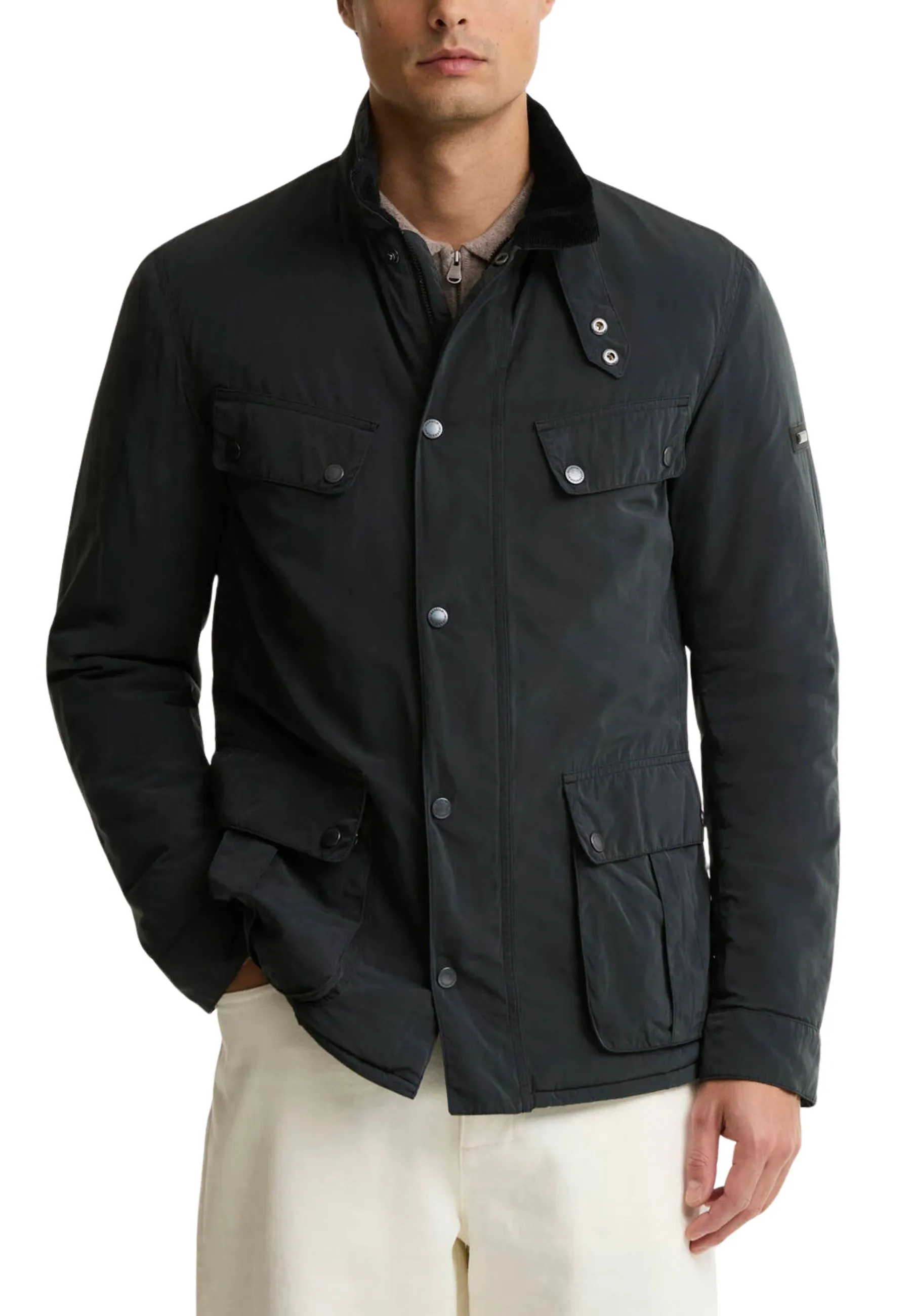 GIACCA CASUAL CON TASCHE E TOPPE AI GOMITI UOMO NERO