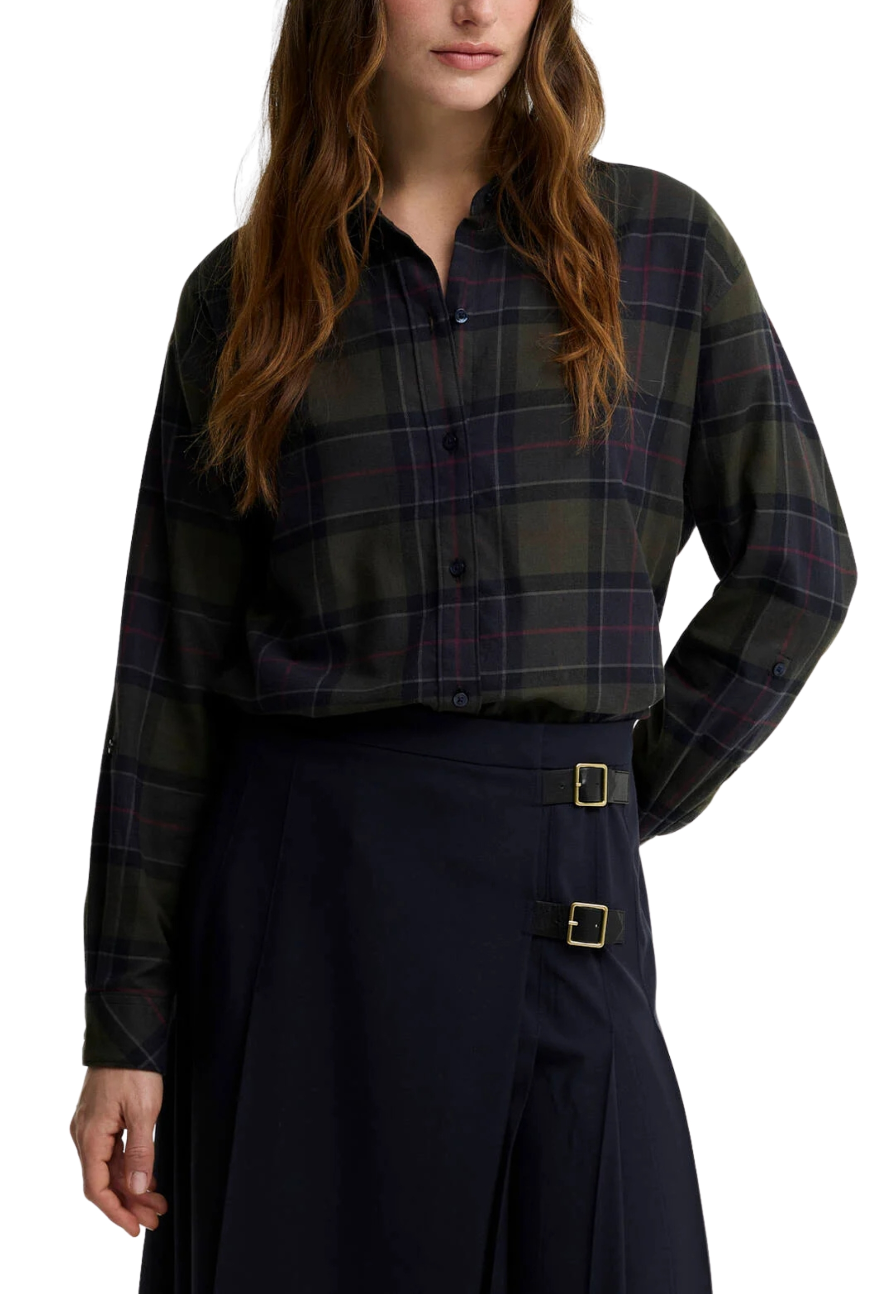 CAMICIA CON VESTIBILITÀ RILASSATA IN TARTAN DONNA VERDE