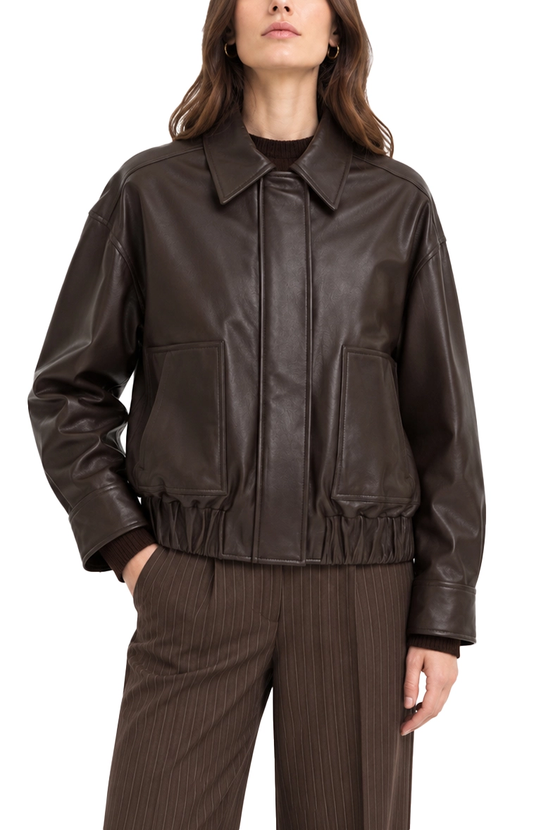 GIACCA IN PELLE MODELLO BOMBER DONNA MARRONE