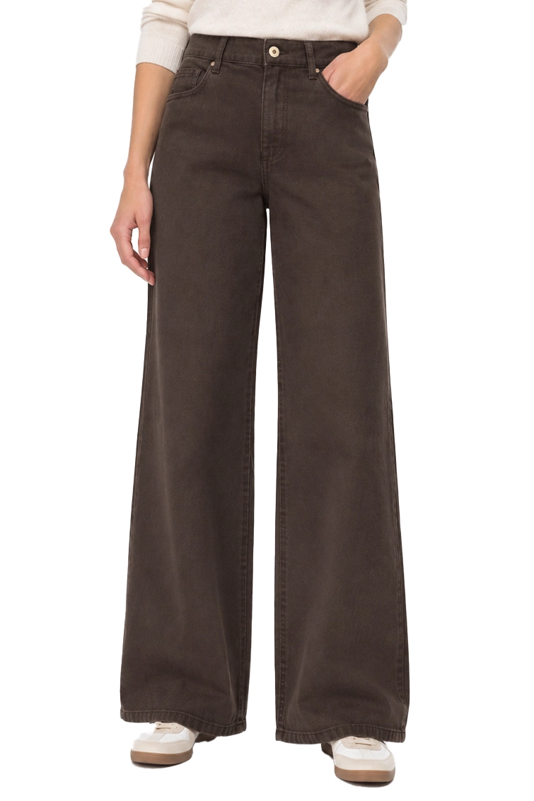 PANTALONI PALAZZO WIDE LEG IN COTONE DONNA MARRONE