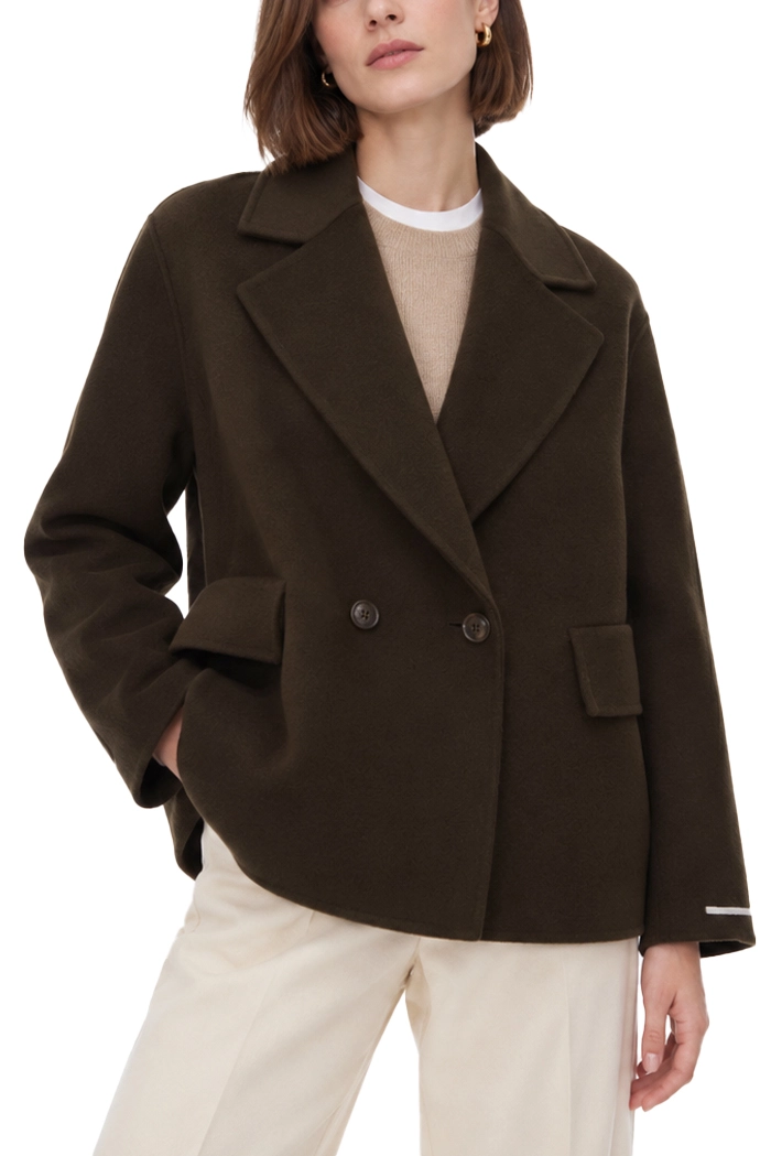 CAPPOTTO CORTO DOPPIOPETTO AMPIO IN MISTO LANA DONNA MARRONE