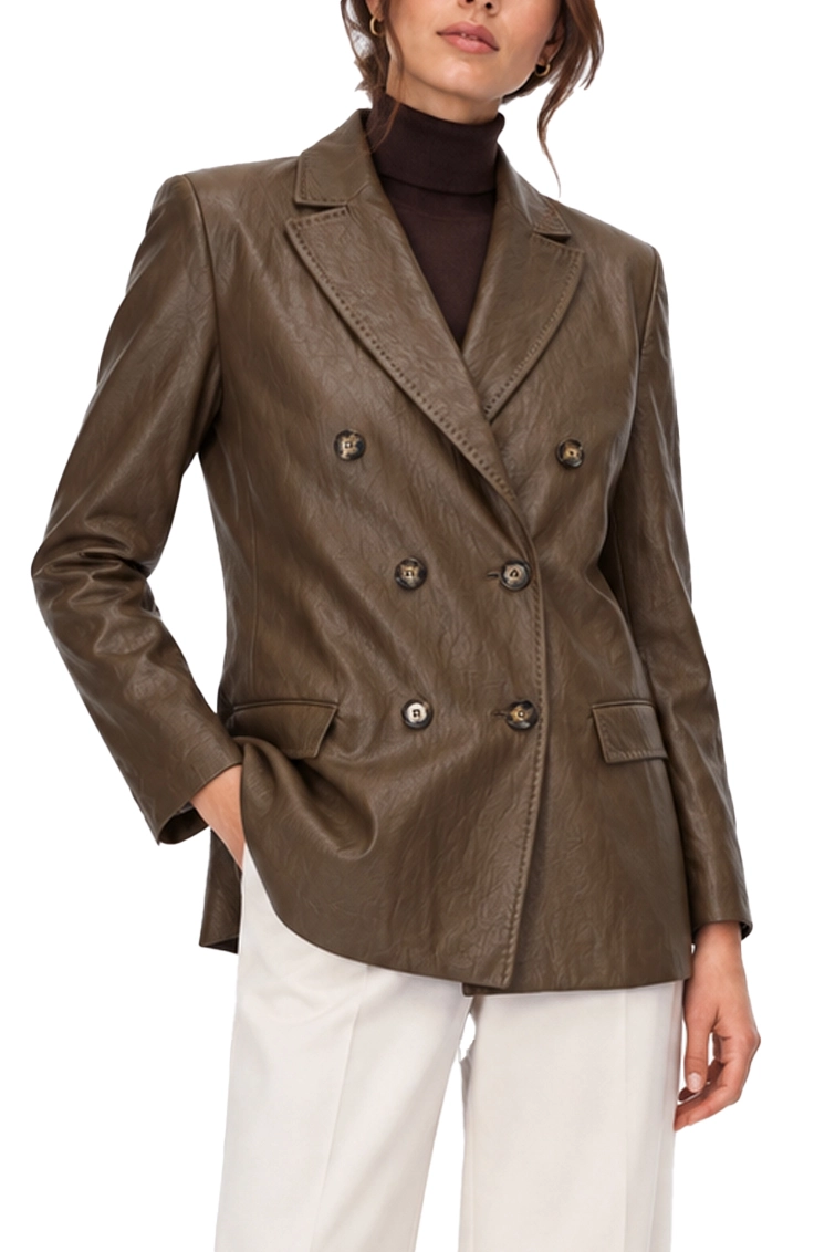 GIACCA IN ECO PELLE IN TESSUTO SPALMATO DONNA MARRONE