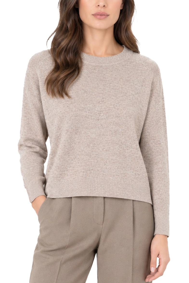 MAGLIA GIROCOLLO IN MISTO LANA E CASHMERE BORDEAUX DONNA