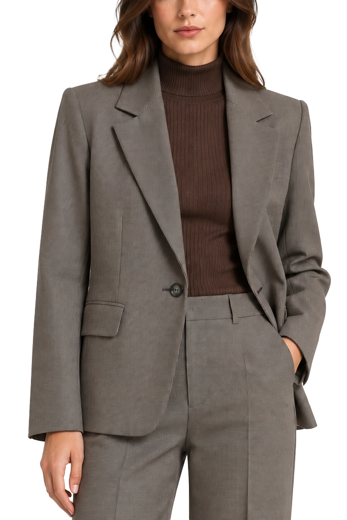 BLAZER ADERENTE IN TESSUTO STRETCH DONNA MARRONE