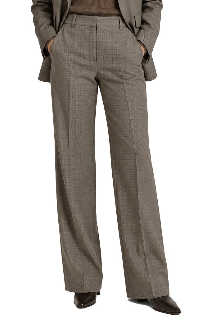 PANTALONI PALAZZO IN TESSUTO STRETCH DONNA MARRONE