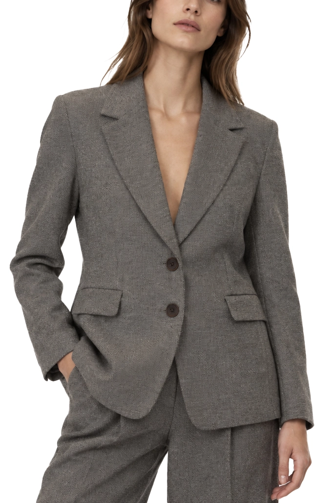 BLAZER SEMIADERENTE IN JERSEY DONNA MARRONE