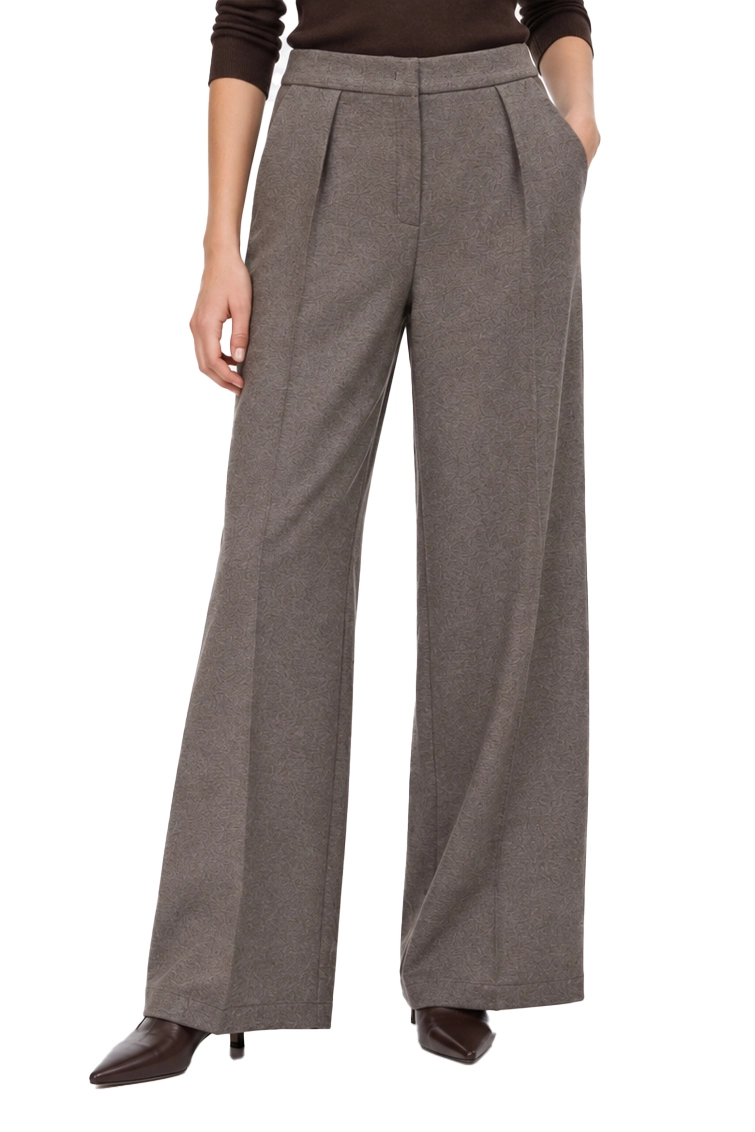 PANTALONI PALAZZO IN JERSEY CON PINCES DONNA MARRONE
