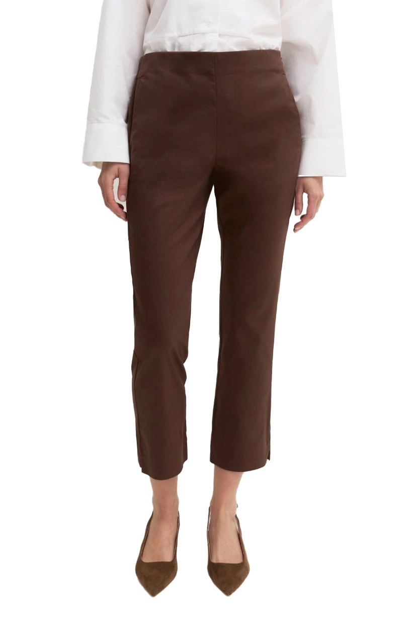 PANTALONI CROPPED  CON PINCE IN VITA E ZIPLATERALE DONNA MARRONE