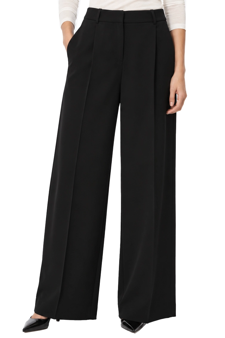 PANTALONI PALAZZO WIDE LEG IN TESSUTO FLUIDO DONNA NERO