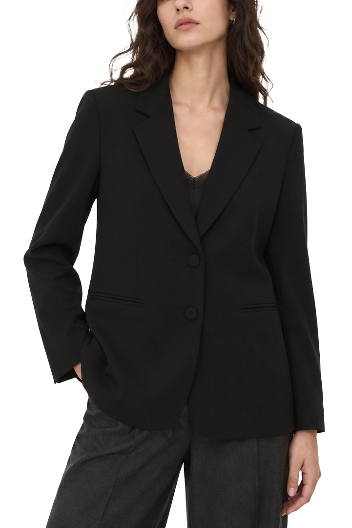 BLAZER ADERENTE IN TESSUTO FLUIDO DONNA NERO