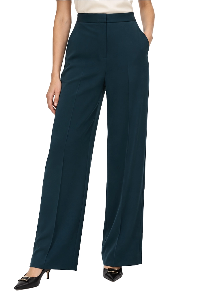 PANTALONI PALAZZO IN RASO FLUIDO DONNA PETROLIO