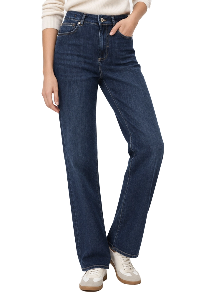 JEANS REGULAR STRAIGHT IN DENIM MISTO COTONE DONNA BLU