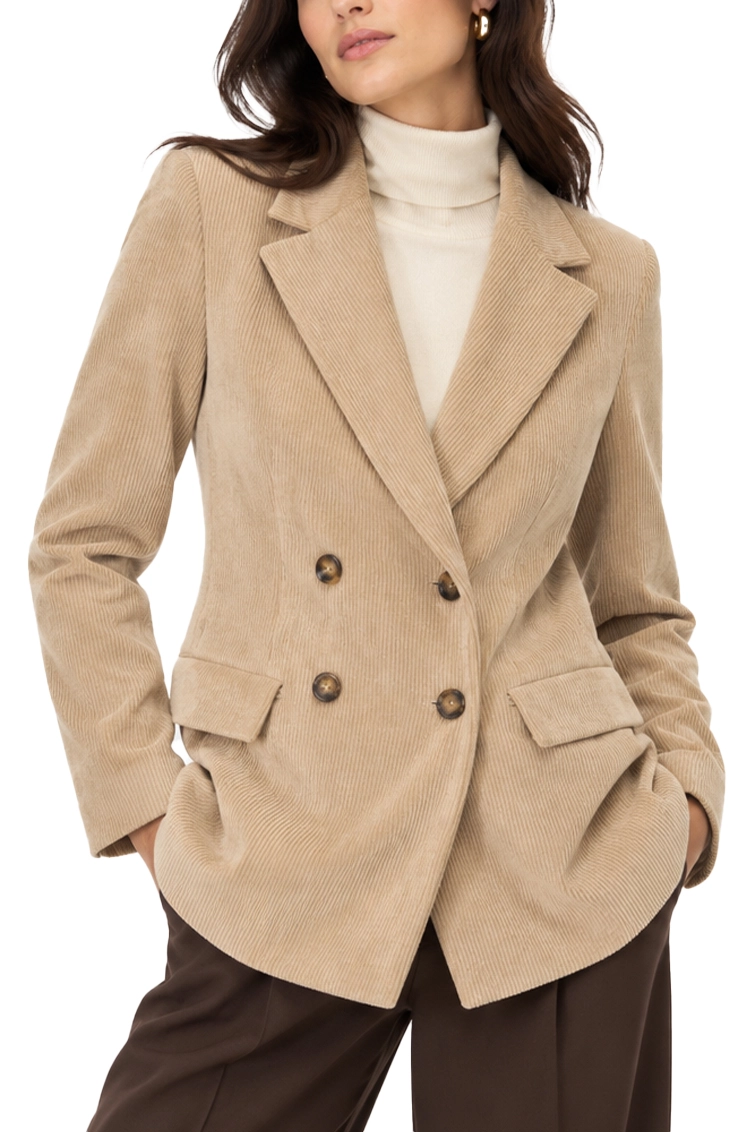 BLAZER DOPPIOPETTO IN VELLUTO A COSTE DONNA MARRONE