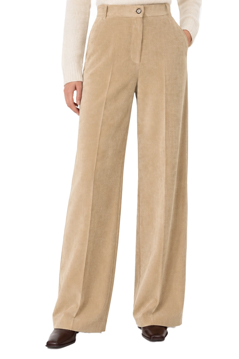 PANTALONI PALAZZO N VELLUTO FLUIDO A COSTE DONNA MARRONE