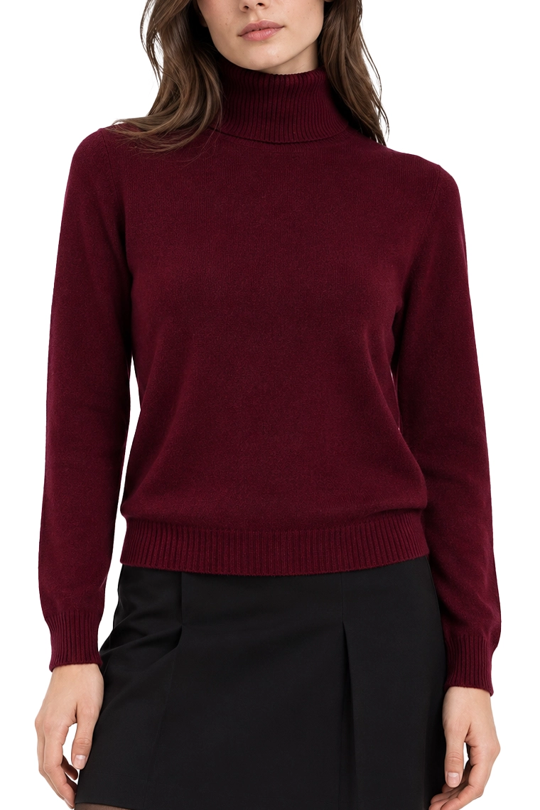 MAGLIA DOLCEVITA IN PURA LANA DONNA BORDEAUX