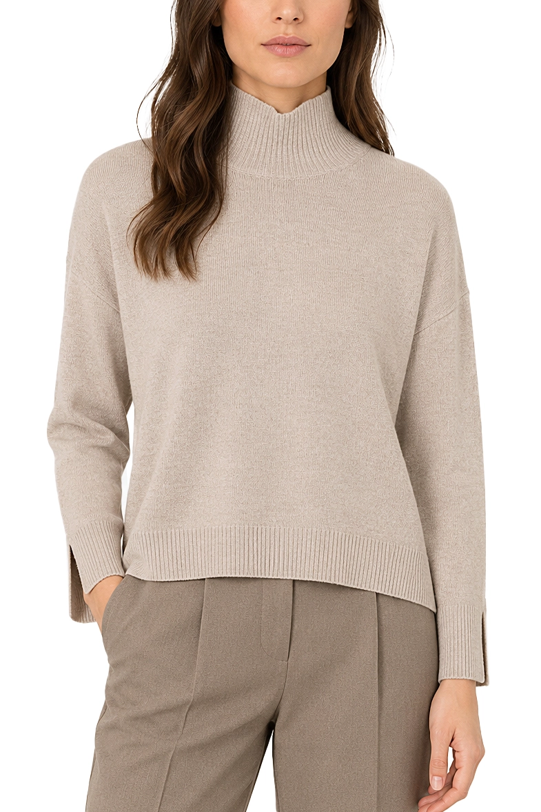 MAGLIA DOLCEVITA IN MISTO CASHMERE E LANA DONNA TORTORA