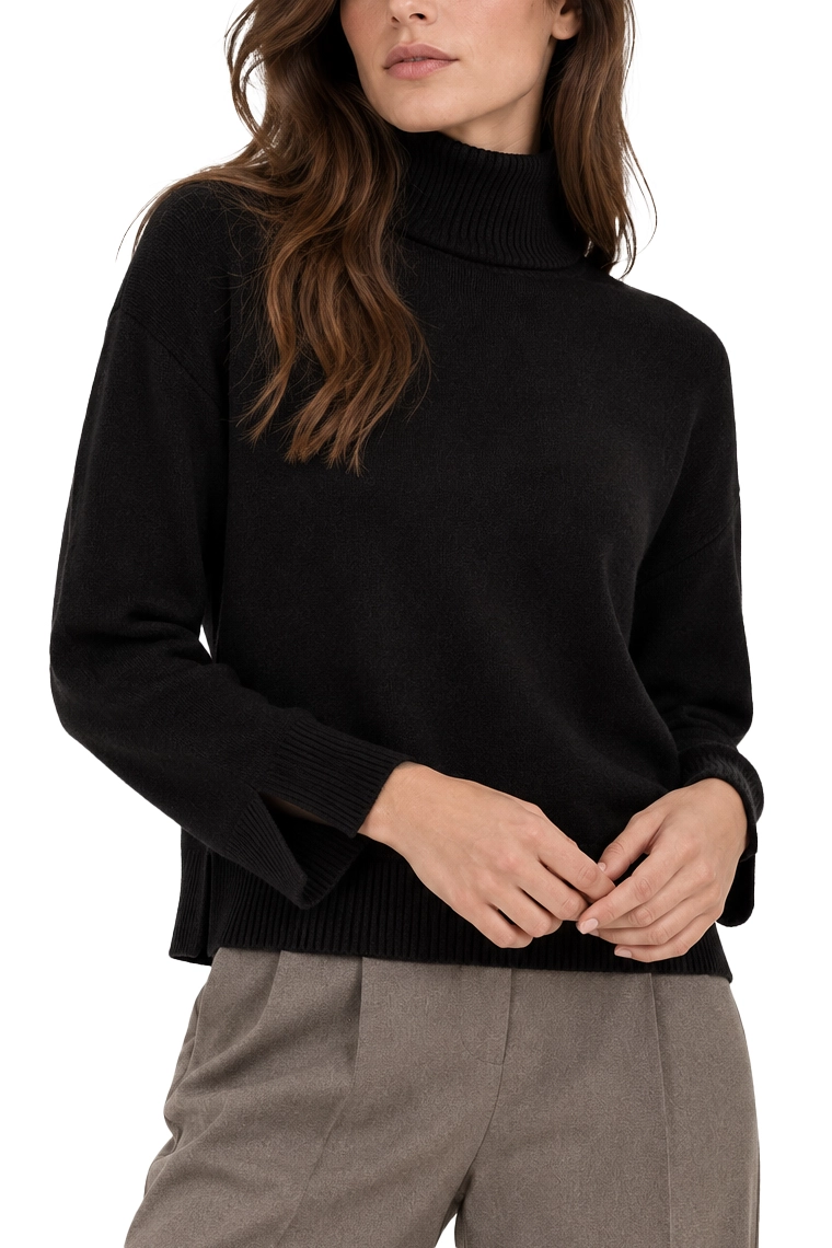 MAGLIA DOLCEVITA IN MISTO CASHMERE E LANA DONNA NERO