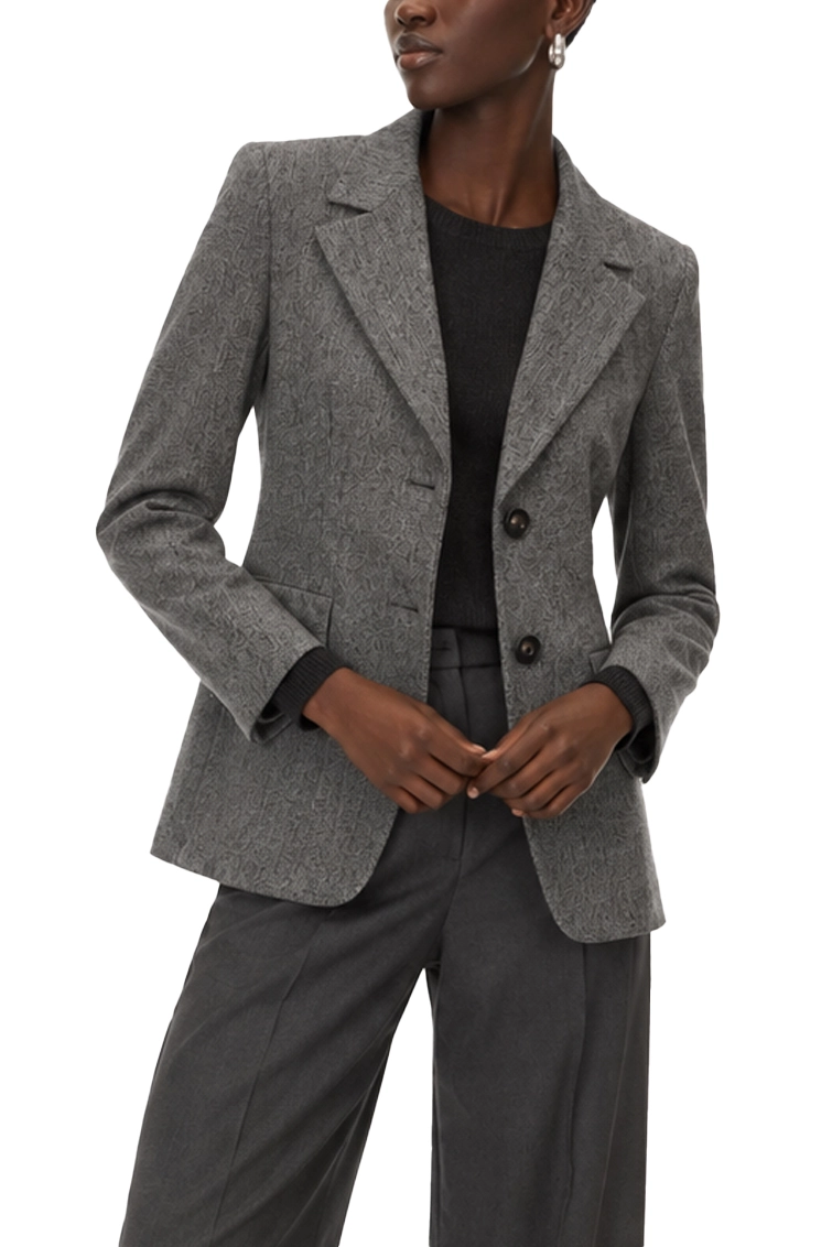 BLAZER ADERENTE IN TESSUTO STRETCH DONNA NERO