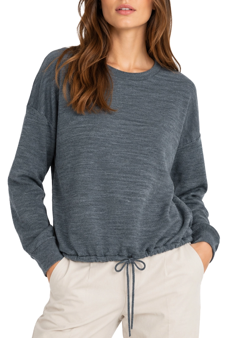 MAGLIA GIROCOLLO IN MISTO LANA CON COULISSE DONNA GRIGIO