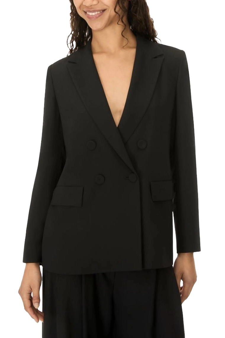 BLAZER  DOPPIOPETTO IN CRÊPE CON BOTTONI RICOPERTI DONNA NERO