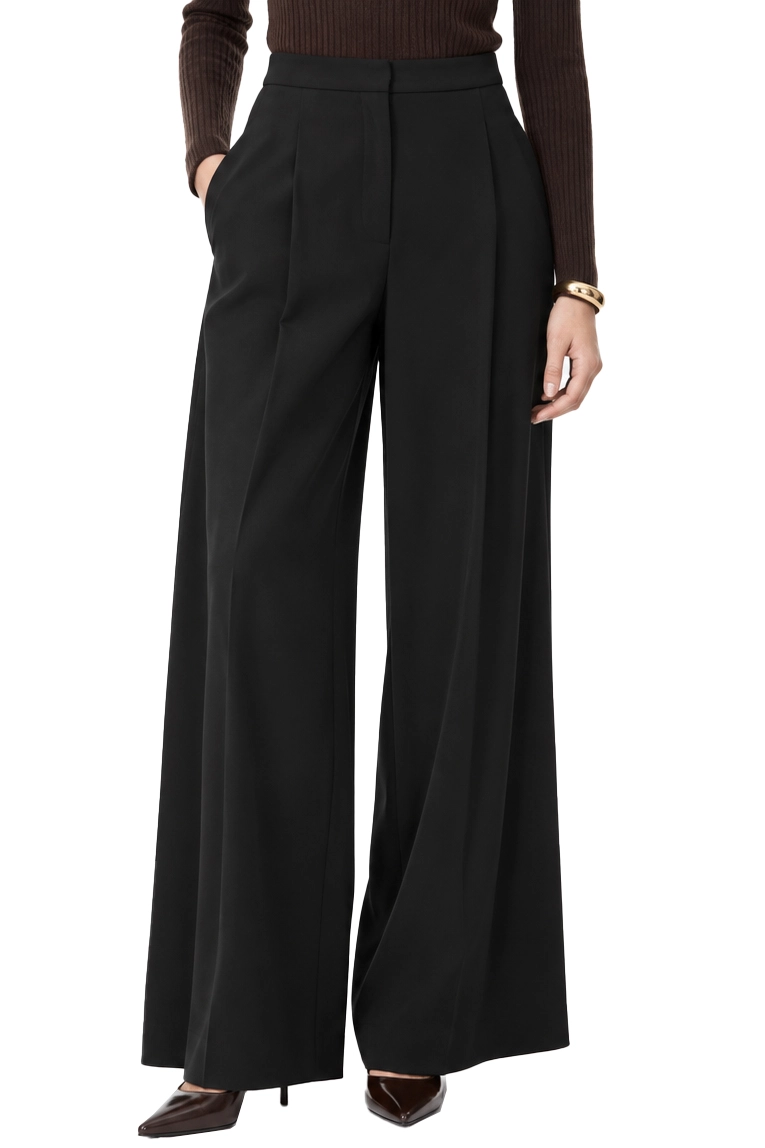 PANTALONI  PALAZZO AMPI IN CRÊPE DONNA NERO