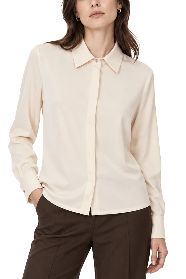 CAMICIA IN RASO CON BOTTONI GIOIELLO DONNA AVORIO