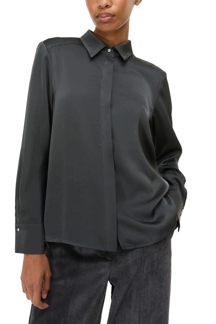 CAMICIA IN RASO CON BOTTONI GIOIELLO DONNA ANTRACITE