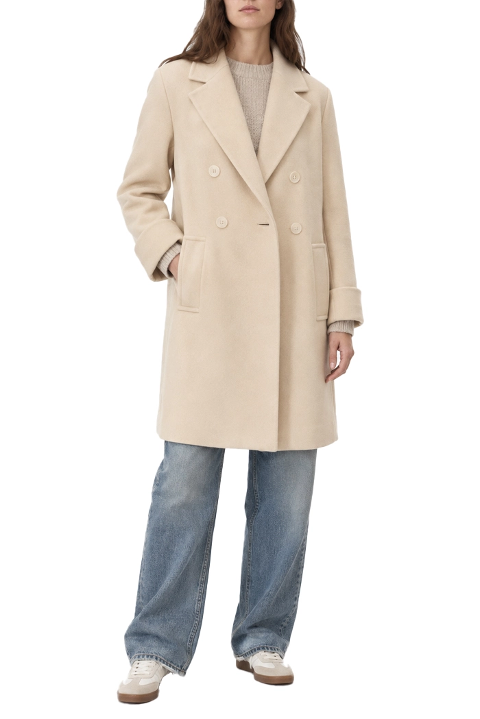 CAPPOTTO LUNGO DOPPIOPETTO IN PANNO MISTO LANA DONNA AVORIO