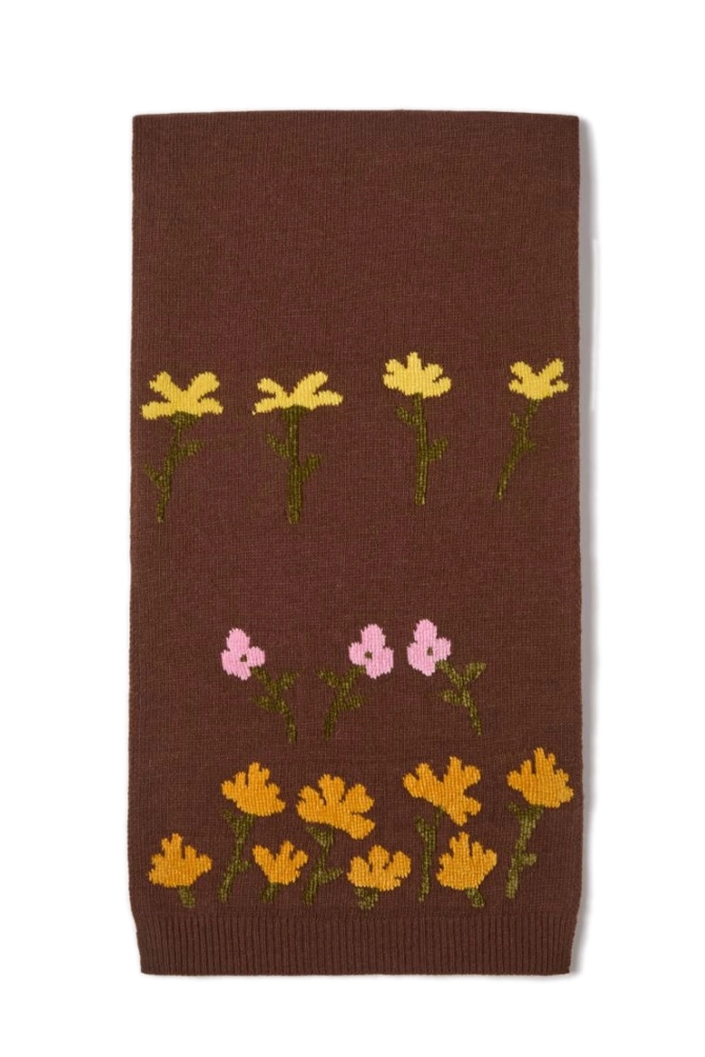 SCIARPA IN MISTO LANA JACQUARD DONNA MARRONE