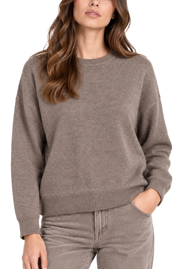 MAGLIA GIROCOLLO IN MISTO CASHMERE E LANA BEIGE DONNA MARRONE