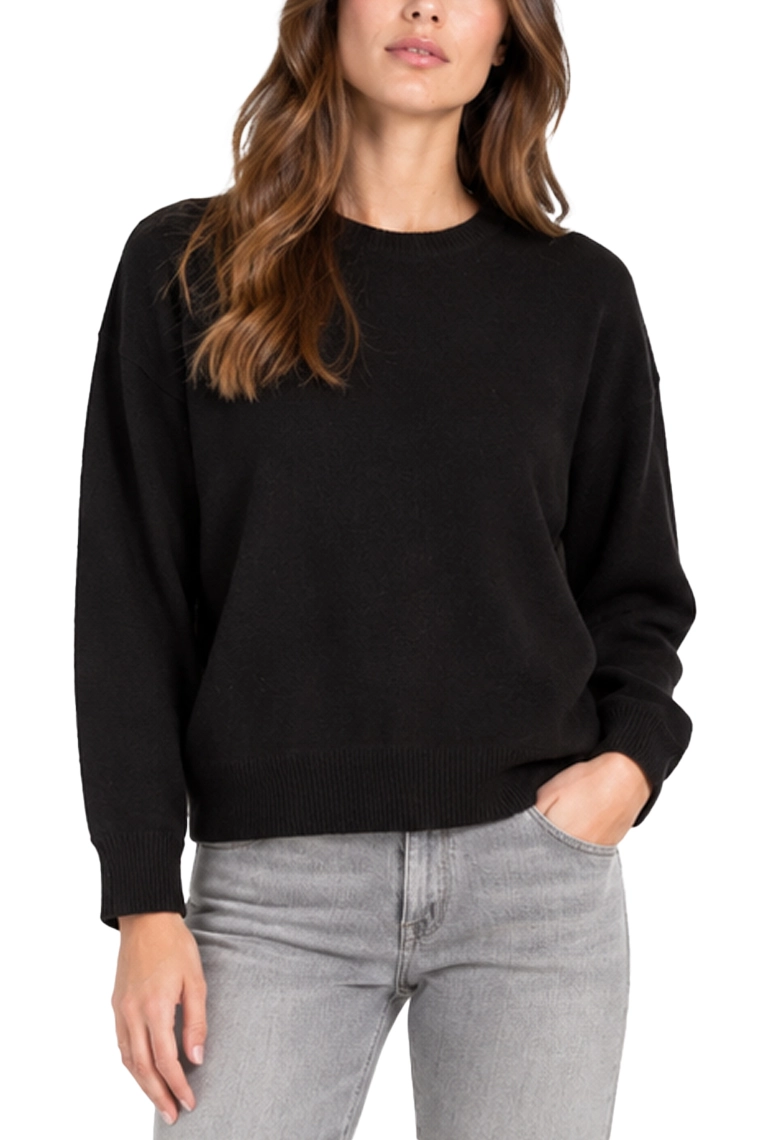 MAGLIA GIROCOLLO IN MISTO CASHMERE E LANA BEIGE DONNA NERO